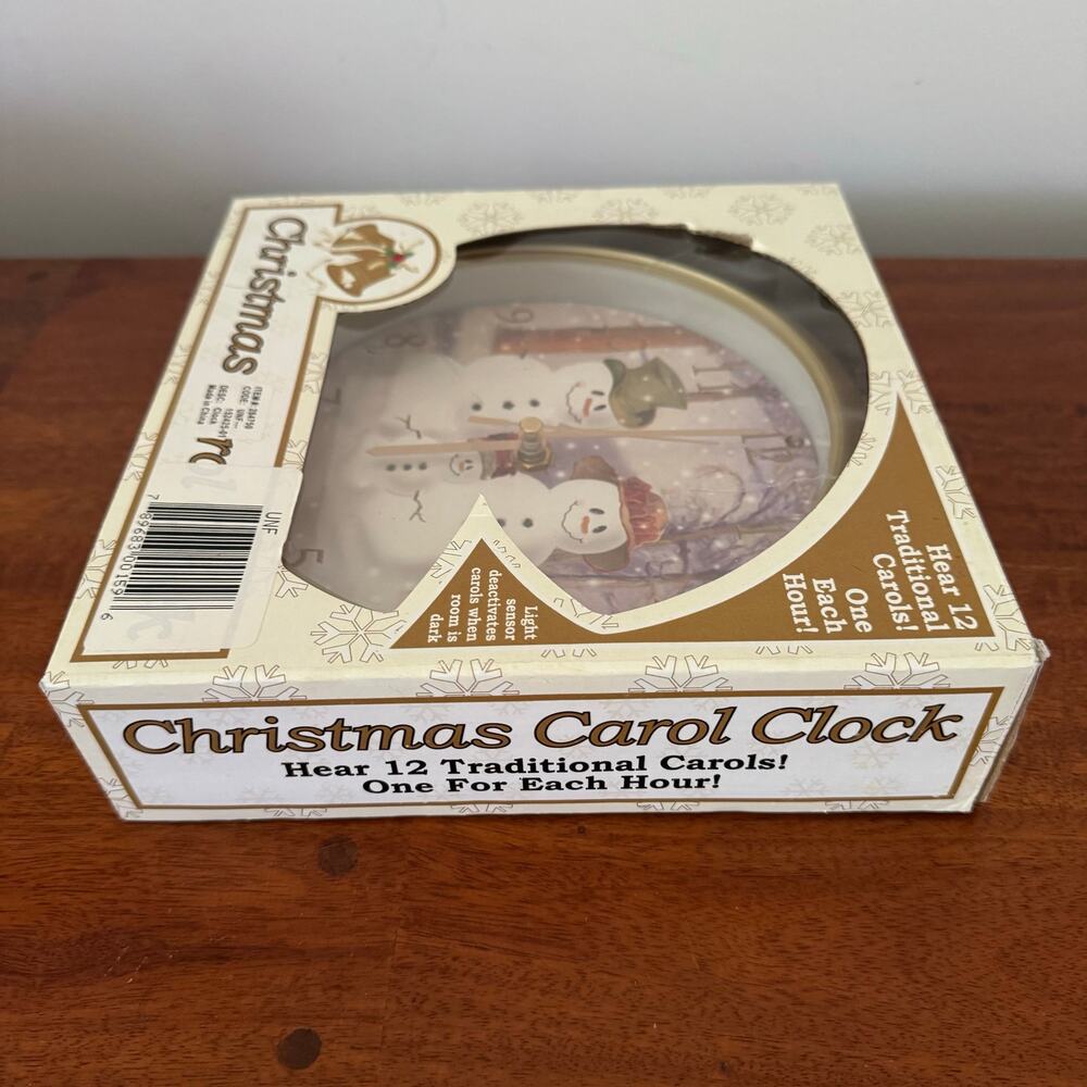 Feldstein Christmas Carol Clock Snowman 12 Songs Light Sensor Holiday Decor - Picture 5 of 9